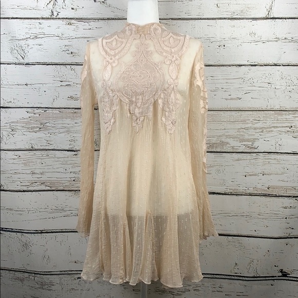 Free People Tops - {FREE PEOPLE} Sheer Tunic Blouse Size Medium